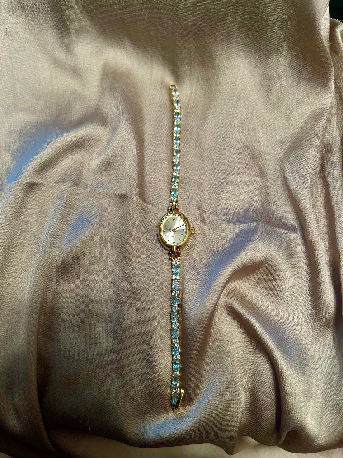 *Working* Icy Blue Aquamarine Color Tennis Watch