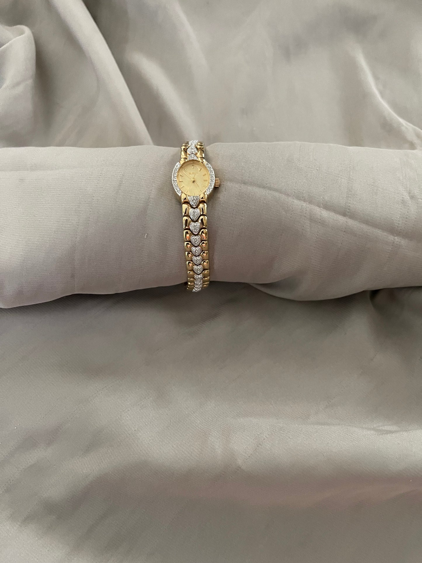 *Working* Crystal Heart Two-Tone Watch