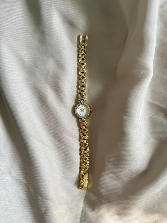 *Working* Bulova Diamond Bezel Gold-Tone Watch