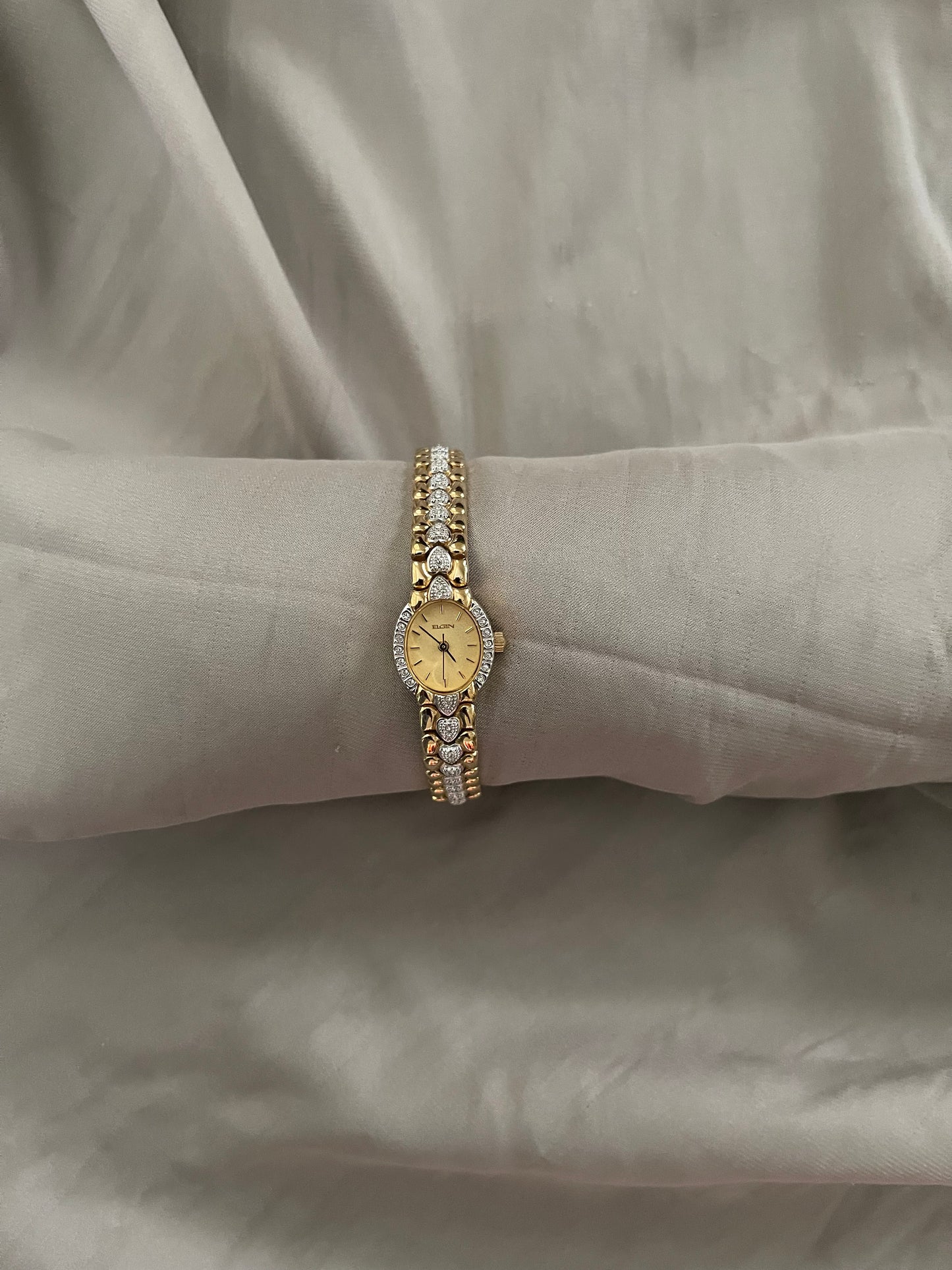 *Working* Crystal Heart Two-Tone Watch