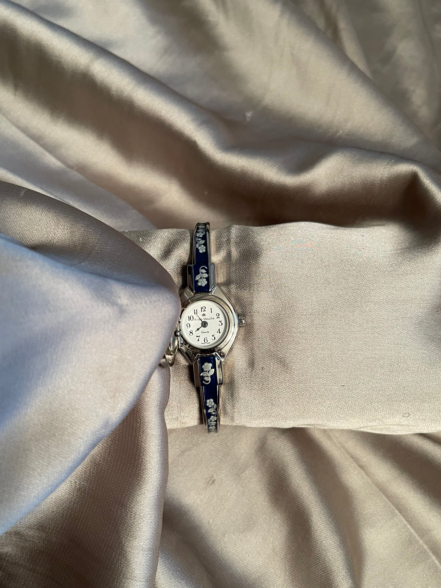 *Working* 19K Navy Blue Andre Mouche Peekaboo Watch with Swarovski crystals