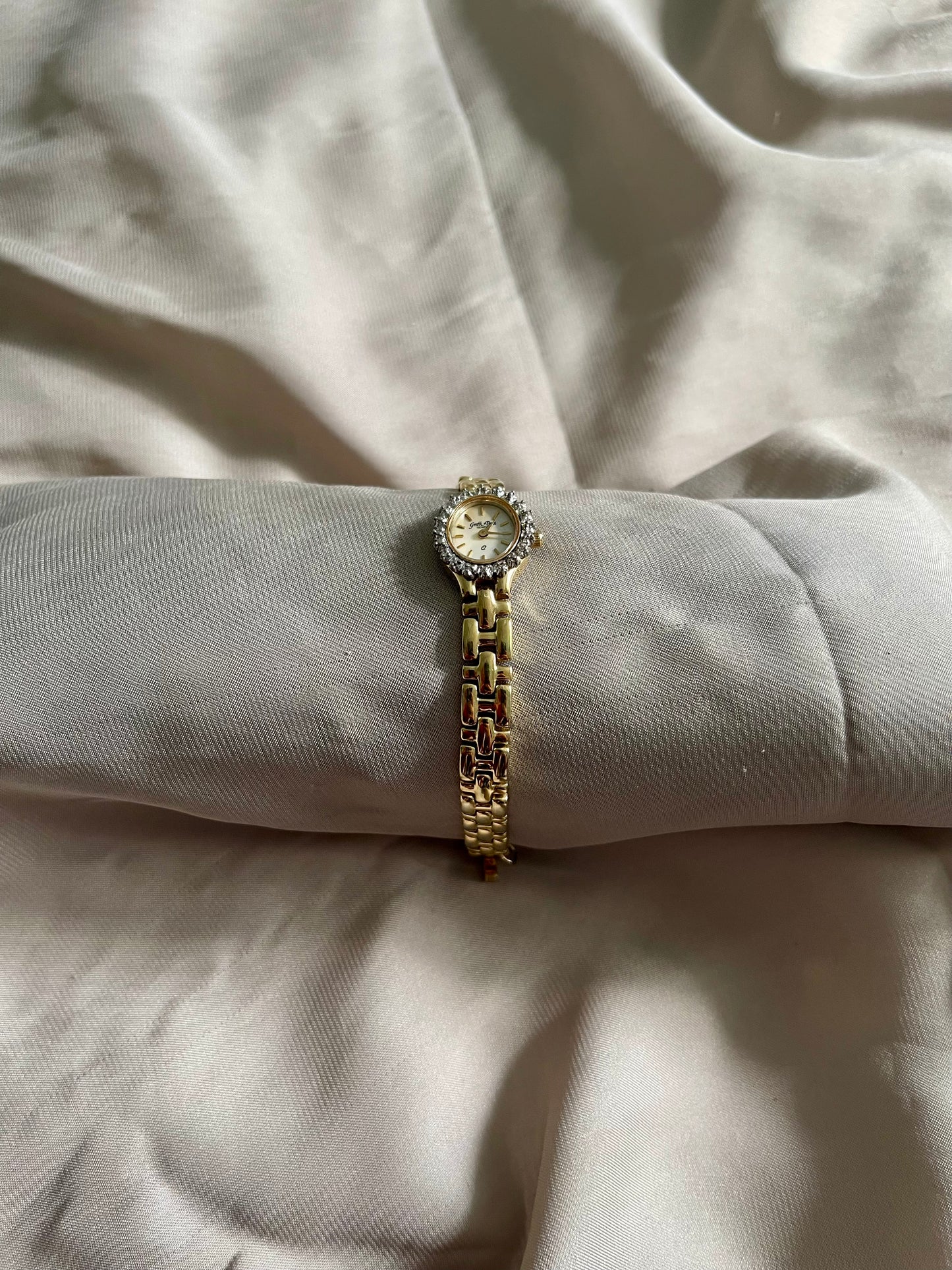 *Working* Crystal Bezel Gold-Tone Watch