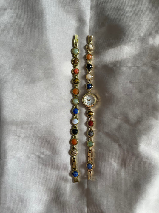 *Working* RARE Multicolor Stone Bracelet Watch Set