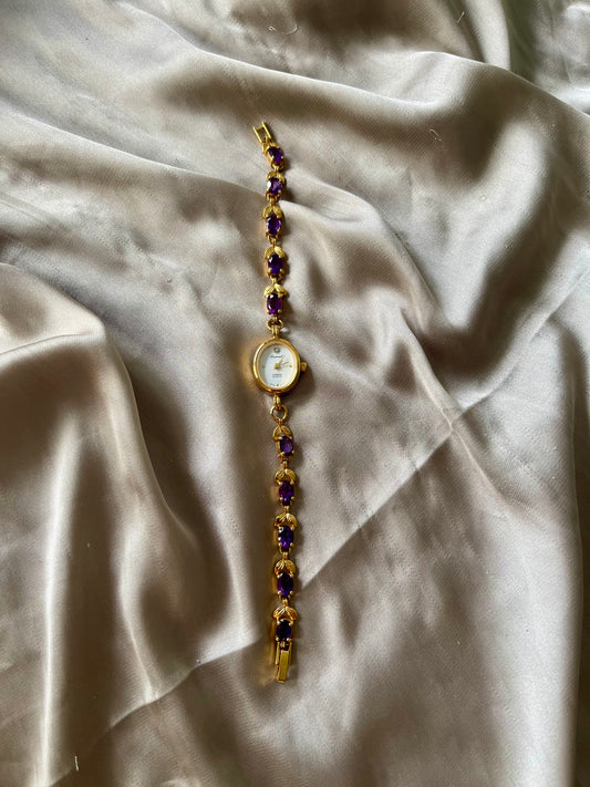 *Working* Purple Quartz Leaf Band Watch