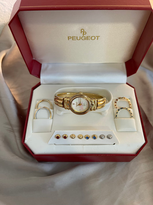 *Working* Interchangeable Bezel and Stone Bangle Watch Set