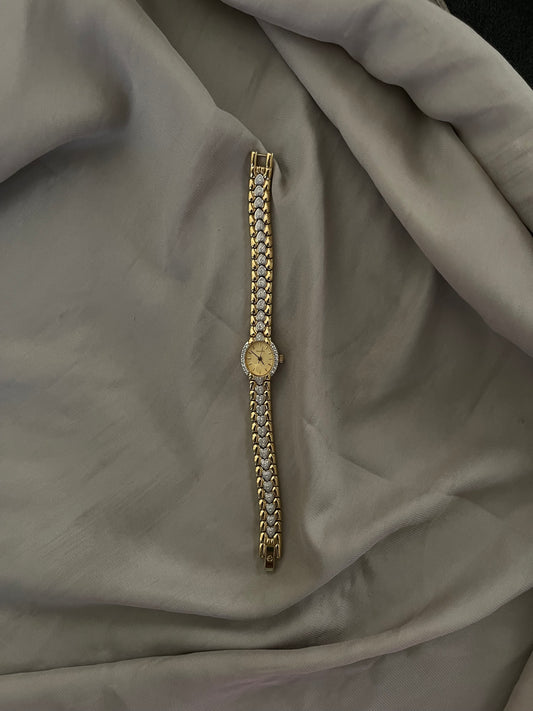 *Working* Crystal Heart Two-Tone Watch