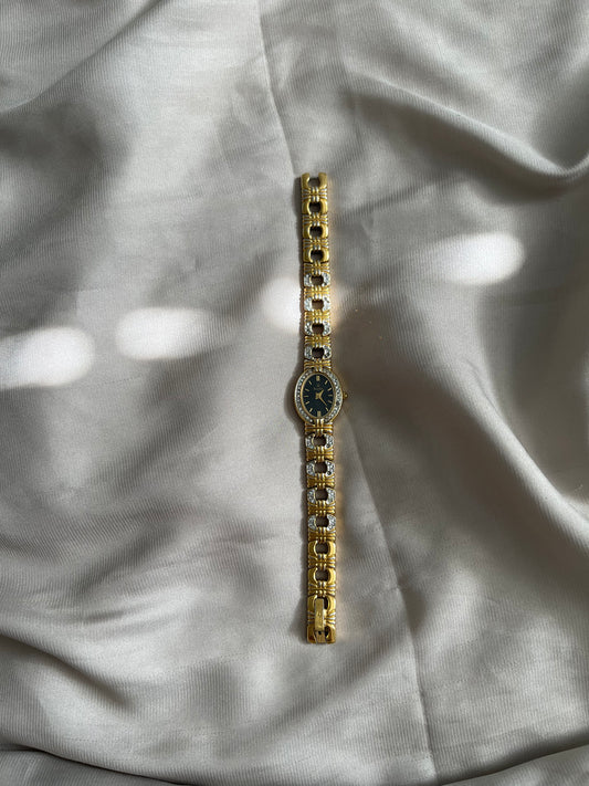 *Working* RARE Bulova Two-Tone Black Dial Watch