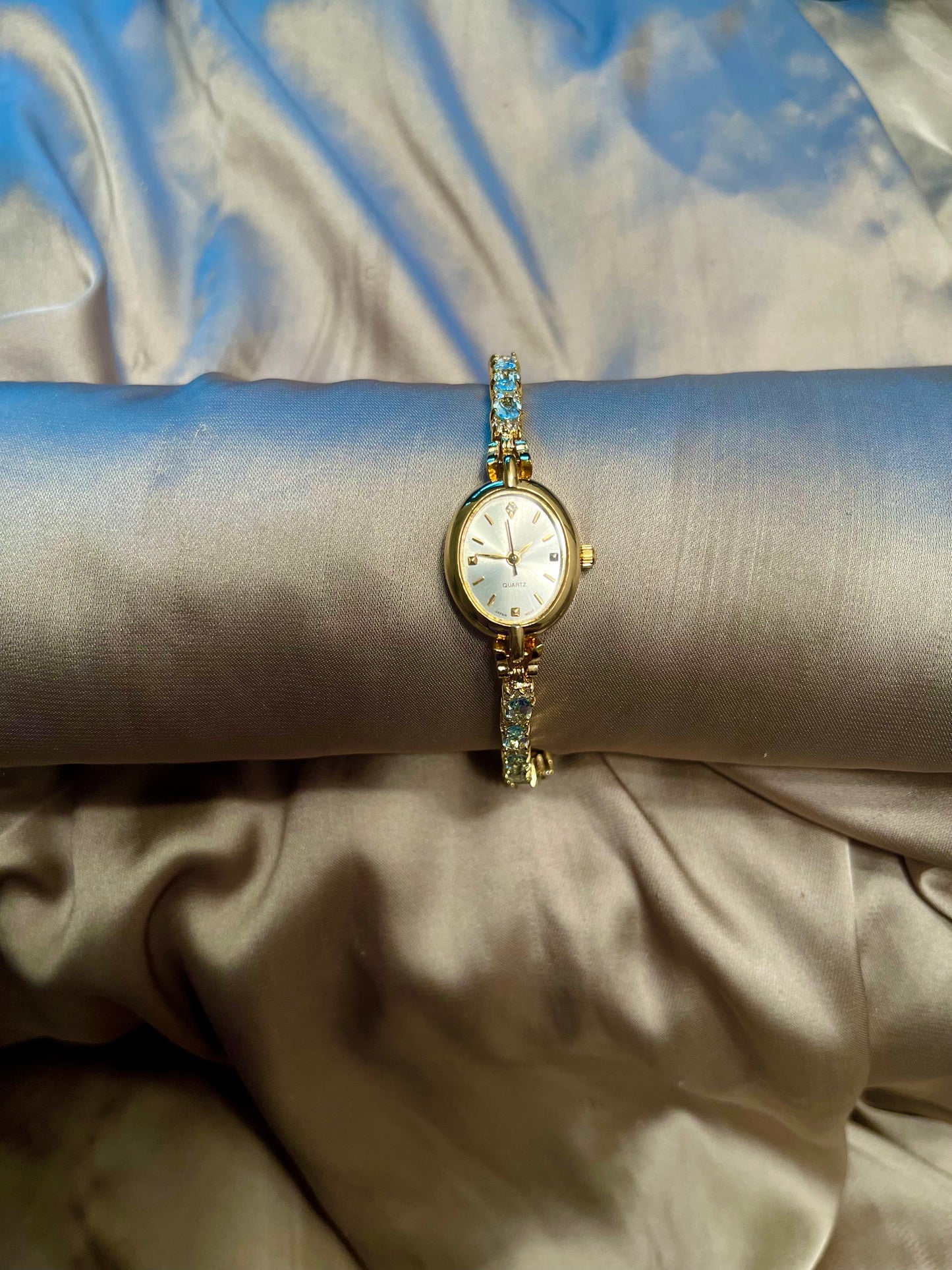 *Working* Icy Blue Aquamarine Color Tennis Watch