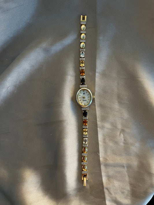 *Working* 80's Multicolor Genuine Topaz Watch
